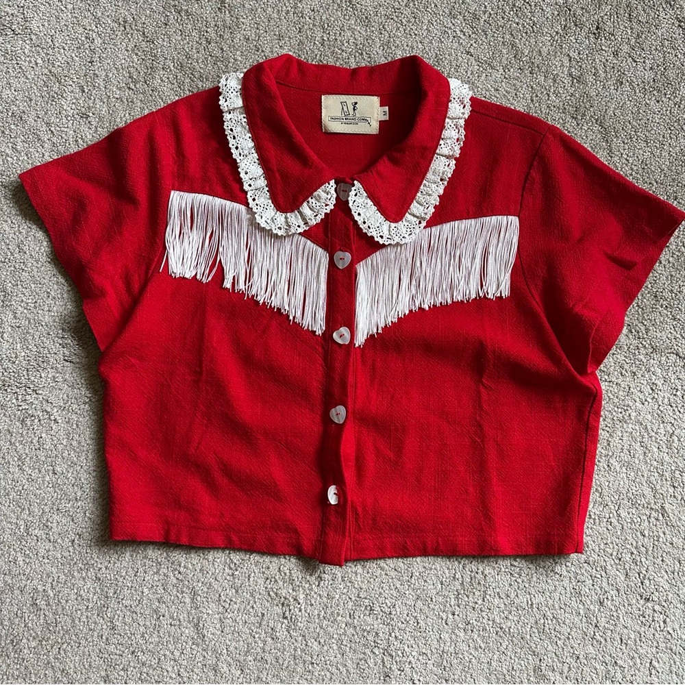 Fashion Brand Company by penelope gazin valentine western fringe linen top
